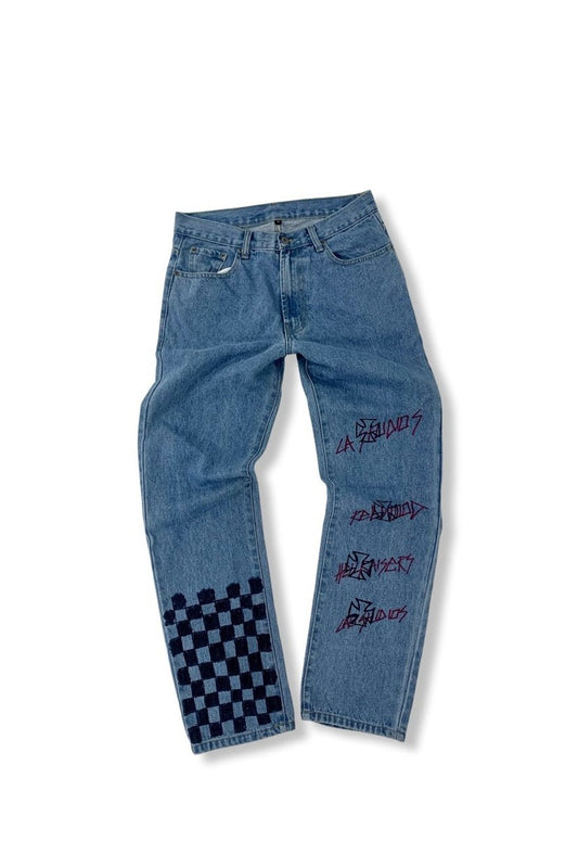 Checkboard Jeans - Blue